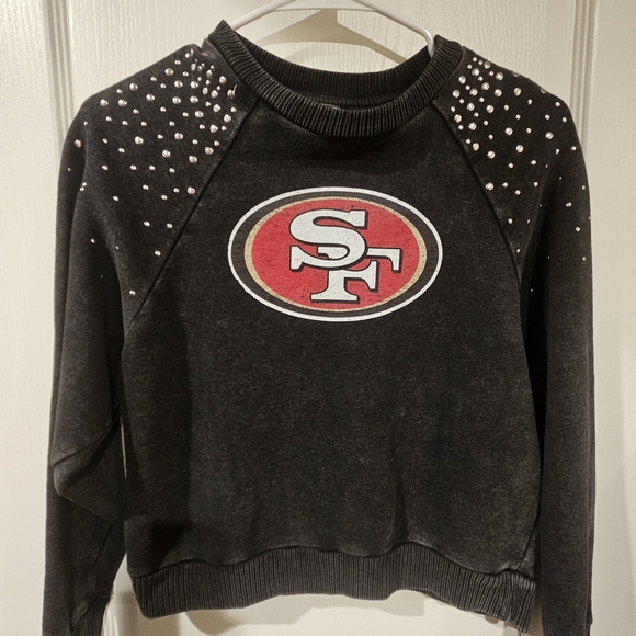 gameday couture Sweaters - Gameday Couture Embellished Black Acid Wash Crew Neck Sweatshirt Size Small